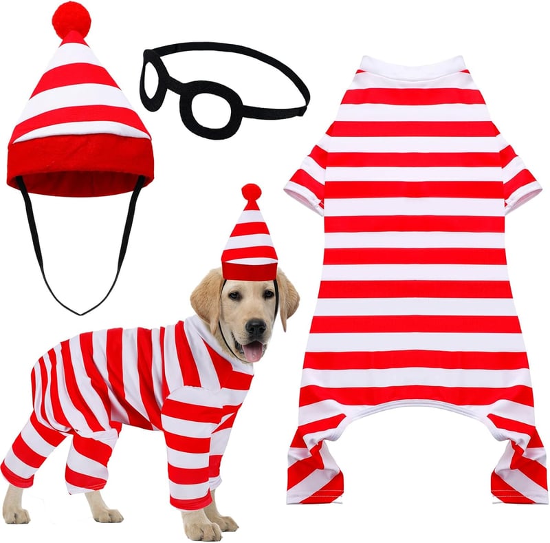 Dog Halloween Costumes - Red & White Striped Outfit Set