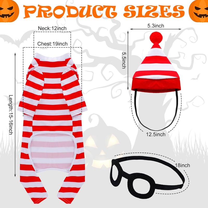 Dog Halloween Costumes - Red & White Striped Outfit Set