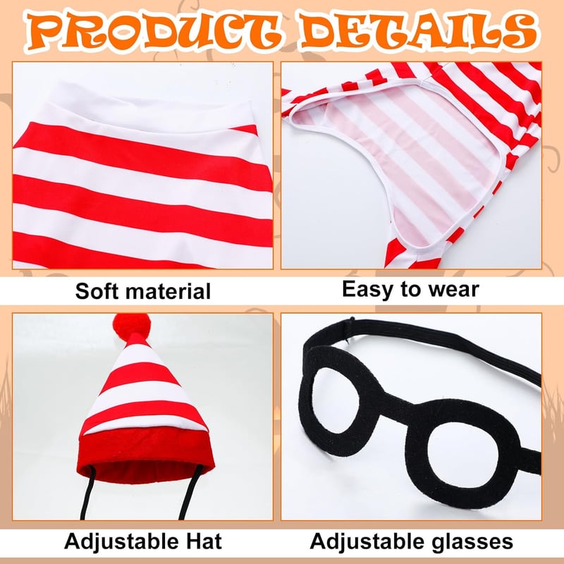 Dog Halloween Costumes - Red & White Striped Outfit Set