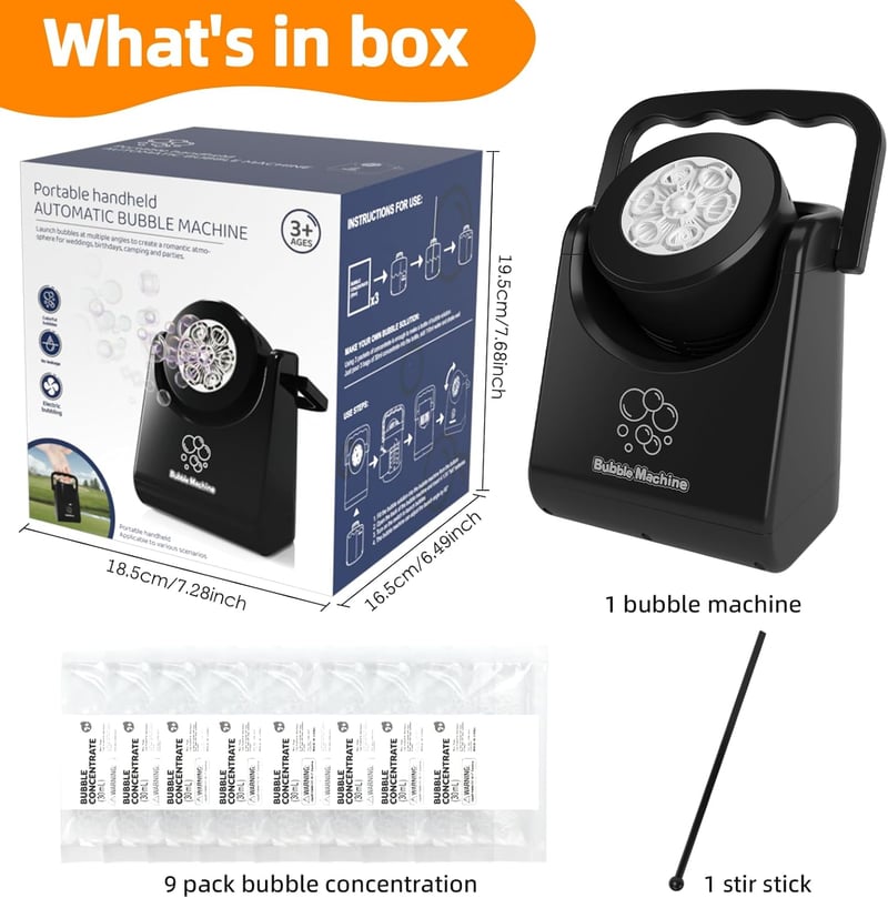 Portable Automatic Bubble Machine for Kids' Outdoor Parties