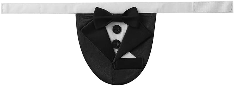Wedding Dog Collar with Bow Tie - Adjustable Formal Bandana (Black, L)