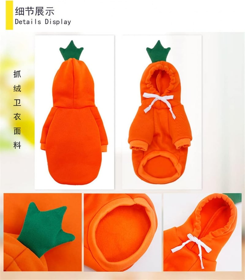 Cute Orange Fleece Dog Hoodie for Winter - Size L