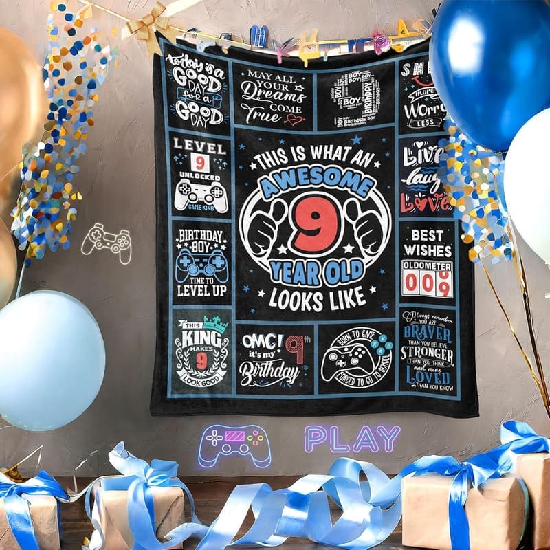 9th Birthday Personalized Throw Blanket for Boys, 50