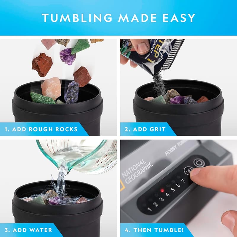 National Geographic Rock Tumbler Kit – STEM Geology Hobby for Kids & Adults