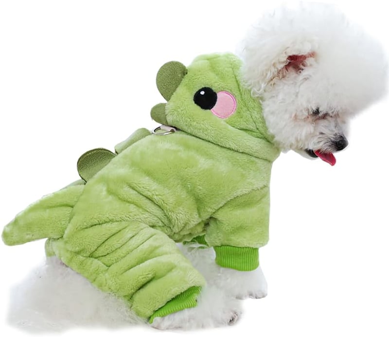 Warm Dinosaur Pajamas for Small Dogs - Winter Costume
