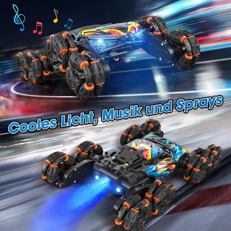 Remote Control Stunt Car with LED Light & Music for Kids