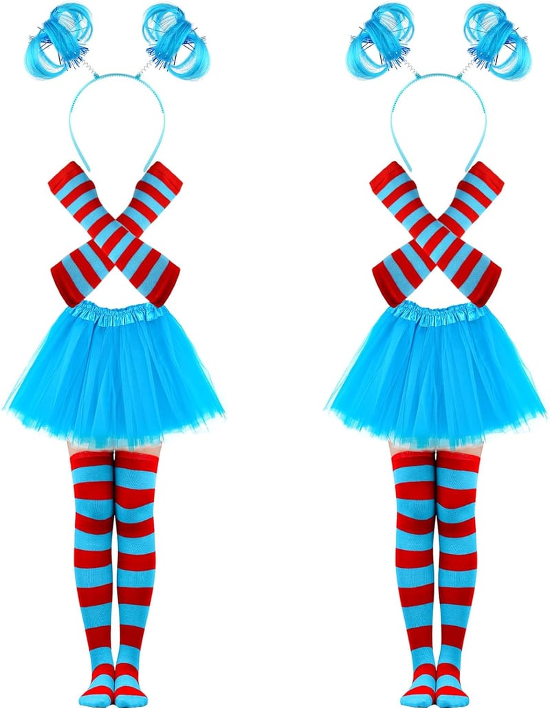 Halloween Tutu Costume Set - 3-Layered Blue Tulle, Accessories