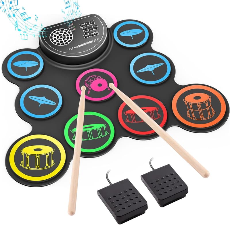 Roll-Up Electronic Drum Set for Kids with Headphone Jack