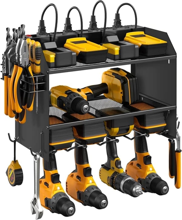 Modular Wall-Mounted Tool Organizer with Charging Station