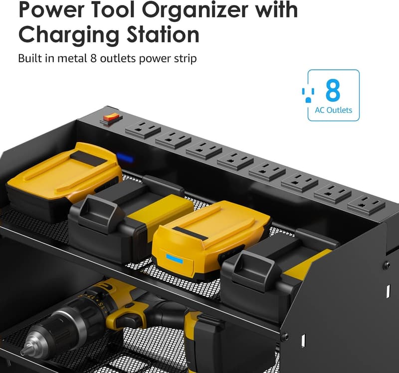 Modular Wall-Mounted Tool Organizer with Charging Station
