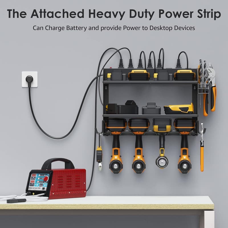 Modular Wall-Mounted Tool Organizer with Charging Station