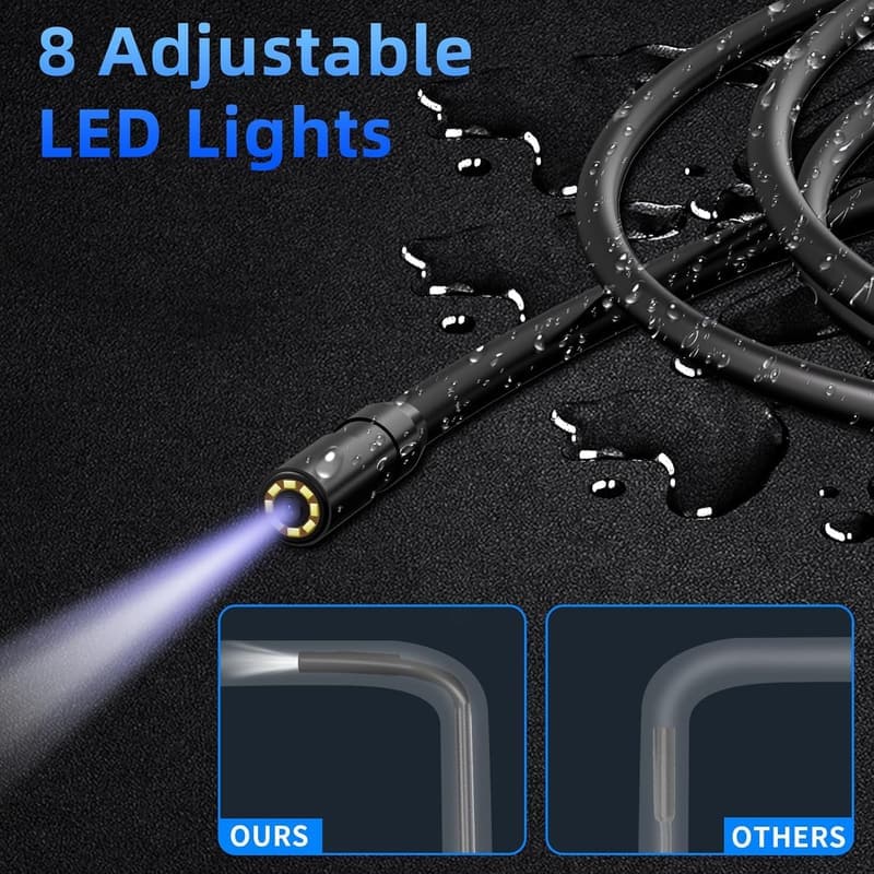 Waterproof Endoscope Camera with 1080P HD, 8 LED Lights