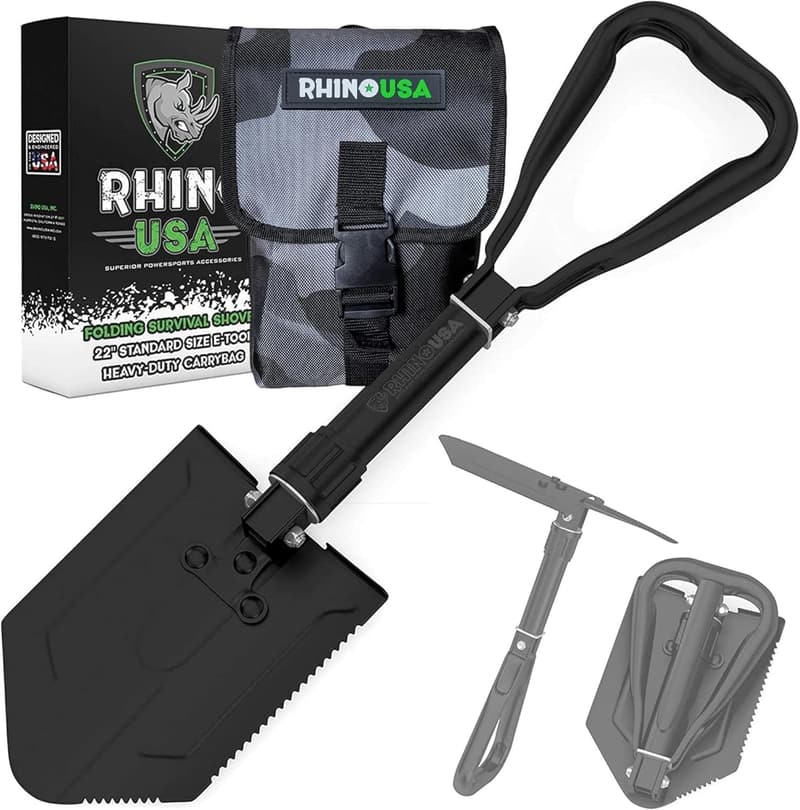 Heavy-Duty Carbon Steel Folding Survival Shovel for Camping & Off-Roading