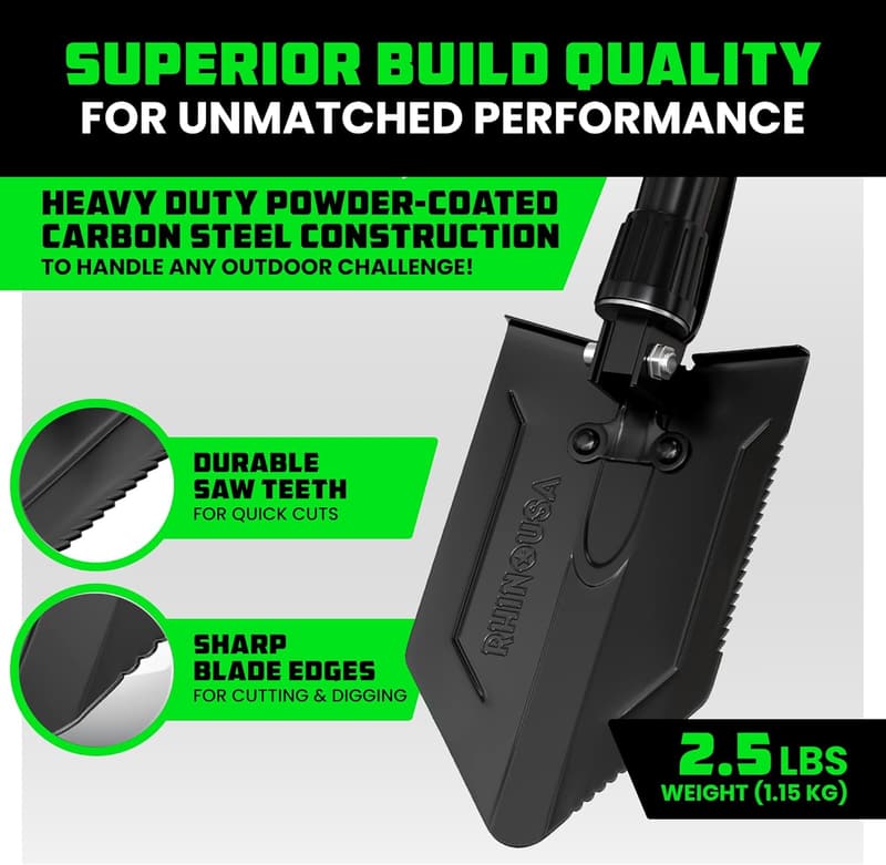 Heavy-Duty Carbon Steel Folding Survival Shovel for Camping & Off-Roading