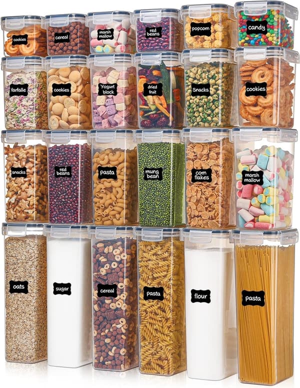 Airtight Food Storage Containers Set with 24 Labels, BPA-Free