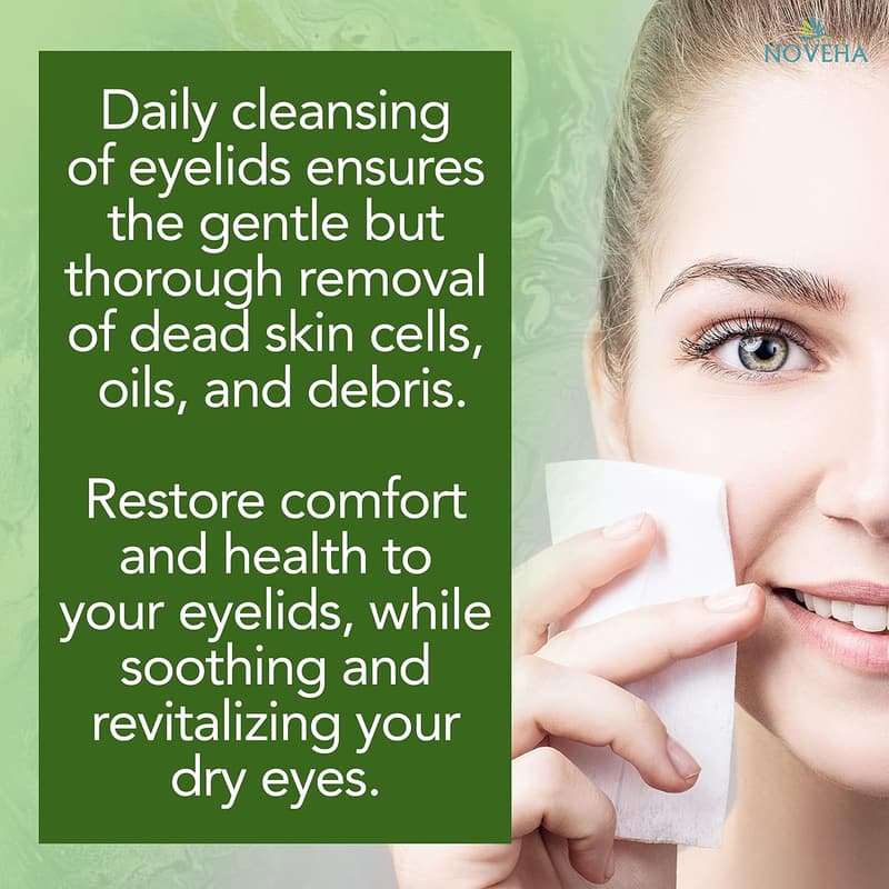 Tea Tree Oil Eyelid & Lash Wipes with Hyaluronic Acid – 60 pcs