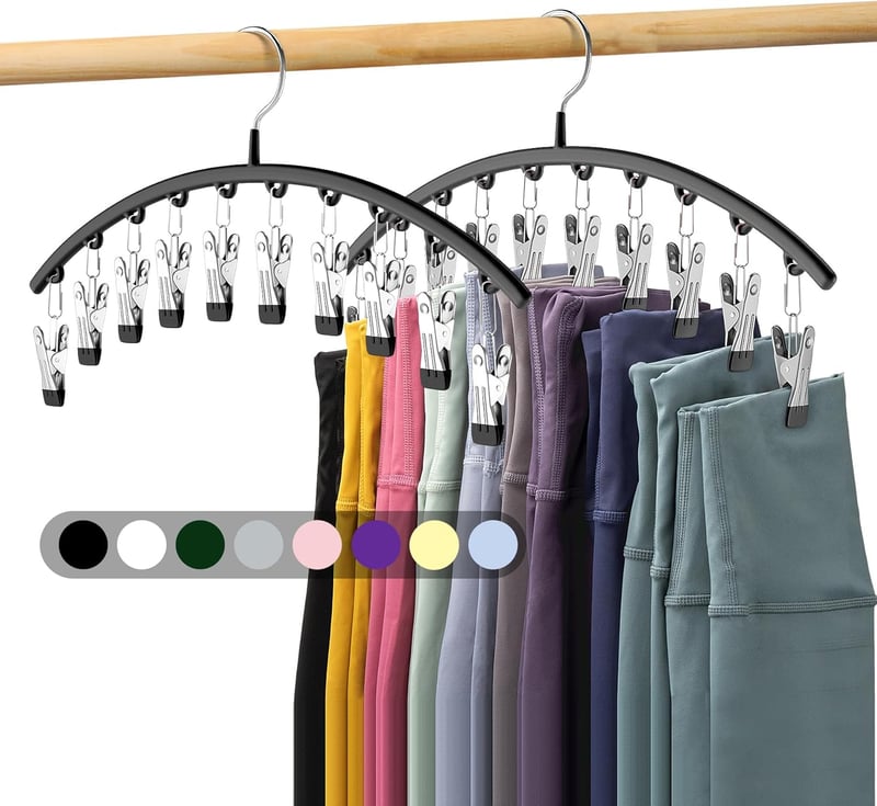 Space-Saving Metal Legging Organizer with 10 Clips - 2 Pack