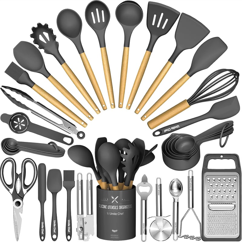 34-Piece Heat-Resistant Silicone Kitchen Utensil Set
