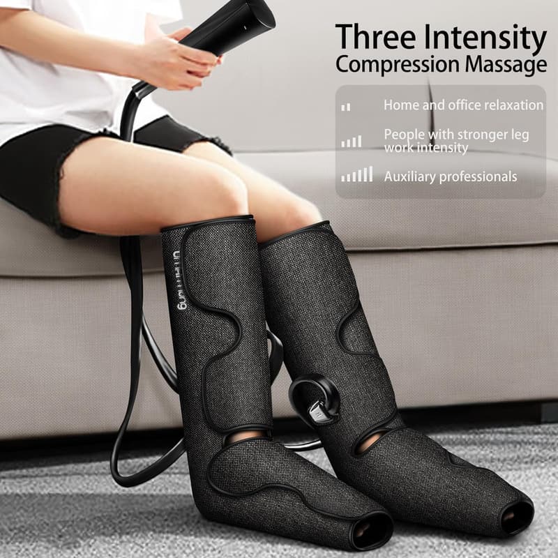Air Compression Leg Massager with Heat - Pain Relief & Recovery