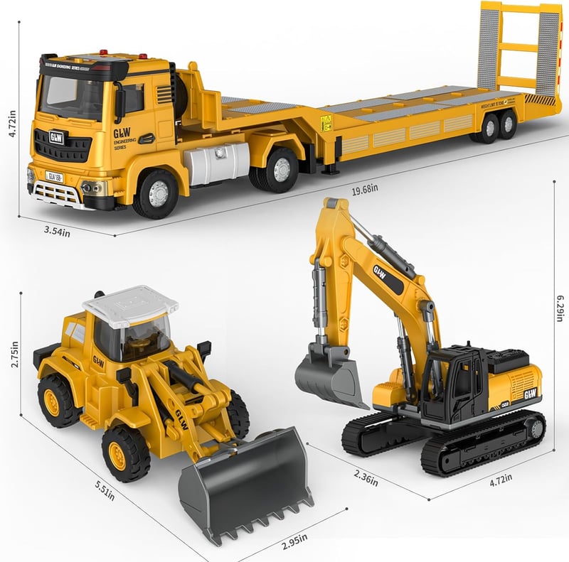 Die-Cast Construction Toy Set for Kids Ages 3-7