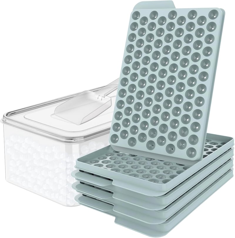 Mini Round Ice Cube Trays with Lids - 4 Pack (0.55in) - Blue