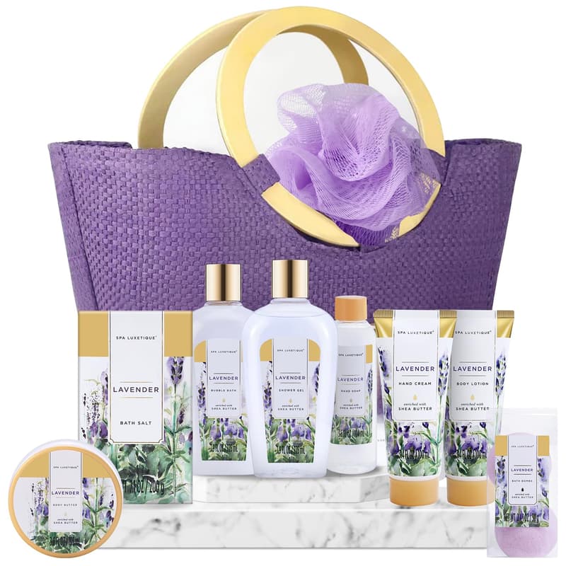 Mother's Day Spa Gift Basket for Women - 10pc Lavender Set