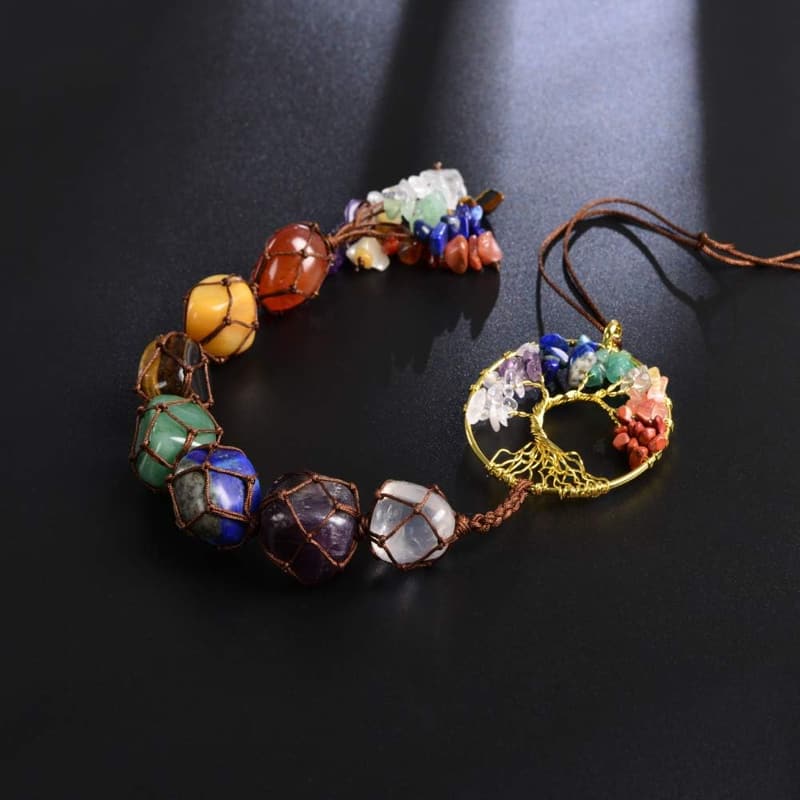 Tree of Life 7 Chakra Healing Crystal Wall Ornament