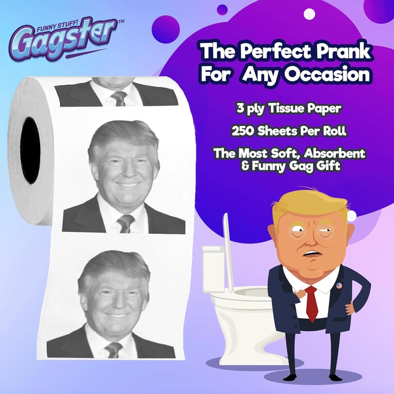 Funny Donald Trump Toilet Paper Roll - 3-Ply Novelty Gag Gift