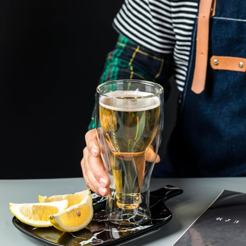 Borosilicate Insulated Beer Glasses - Shatterproof, 15.3/12/9oz