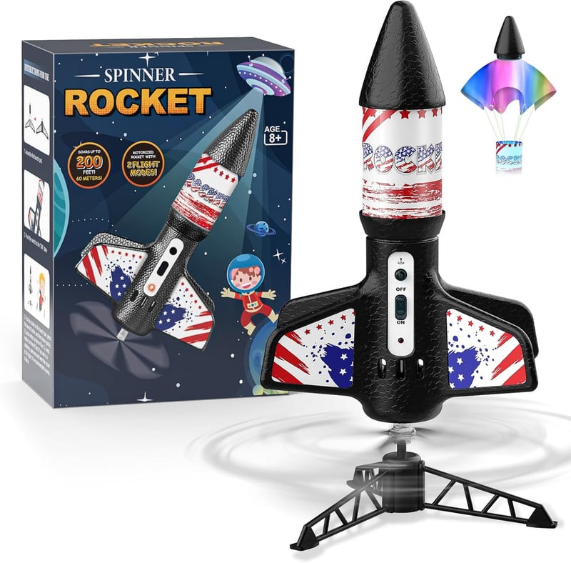 Motorized Air Rocket Toy for Kids - Launches Up to 200 ft