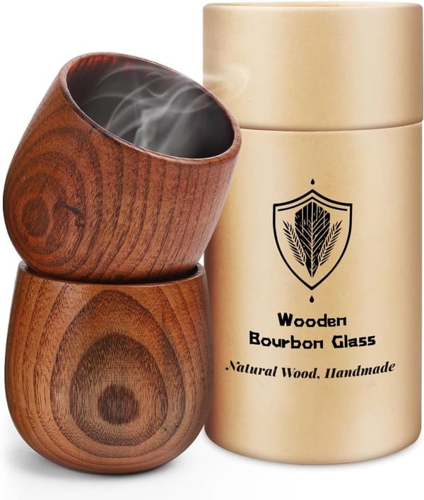 Handcrafted Wooden Whiskey Tumblers Set of 2 - Campfire-Ready