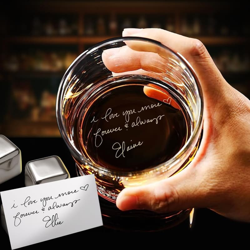 Personalized Whiskey Glass - Custom Engraved Gift for Dad