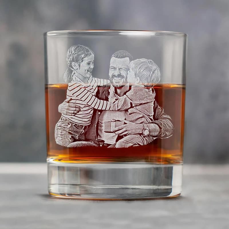 Personalized Whiskey Glass - Custom Engraved Gift for Dad