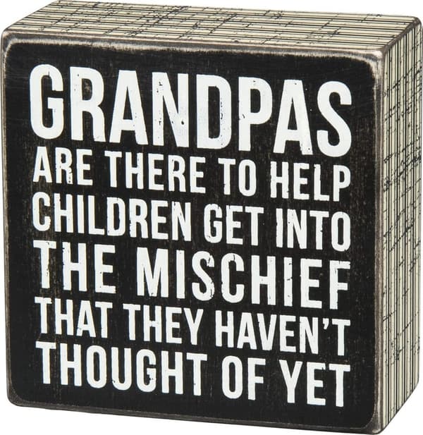 Grandpa Box Sign - Small Wood with Pinstripe Trim