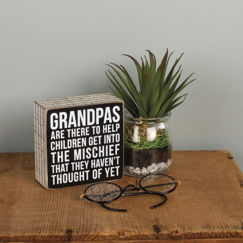 Grandpa Box Sign - Small Wood with Pinstripe Trim