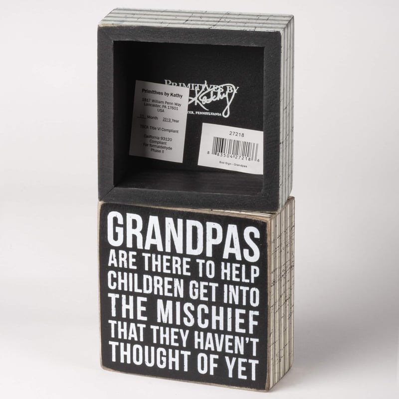 Grandpa Box Sign - Small Wood with Pinstripe Trim