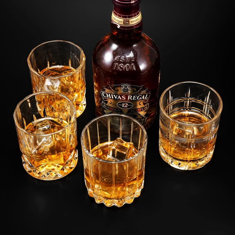 Whiskey Glasses Set of 4 - 10oz Crystal Barware with Luxury Box