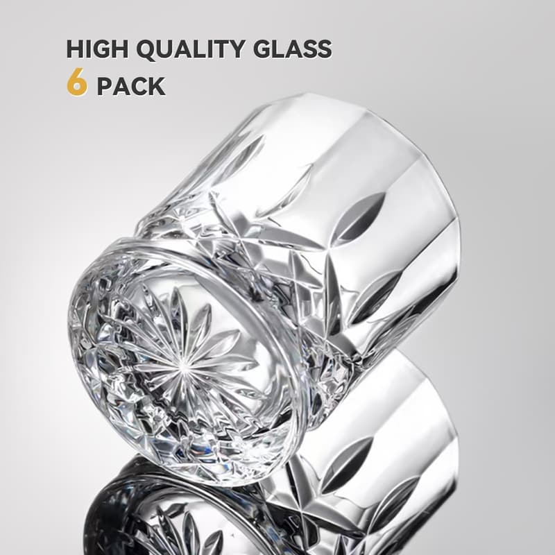 Set of 6 Old-Fashioned Whiskey Glasses, 11 OZ