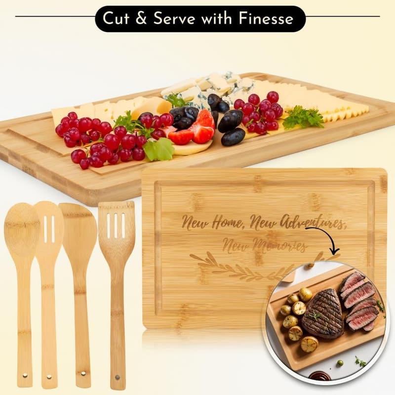 Housewarming Gift Set: Scented Candle, Bamboo Board & Essentials