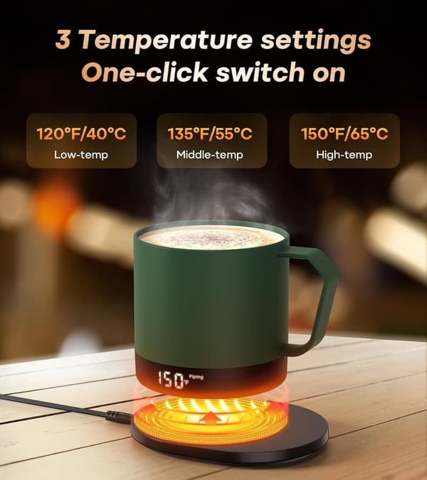 Temperature Control Smart Coffee Mug - 14 Oz, LED Display, Fast Heating