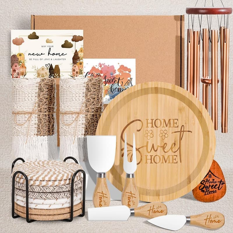 Housewarming Gift Set: Serving Board & Wind Chime Baskets
