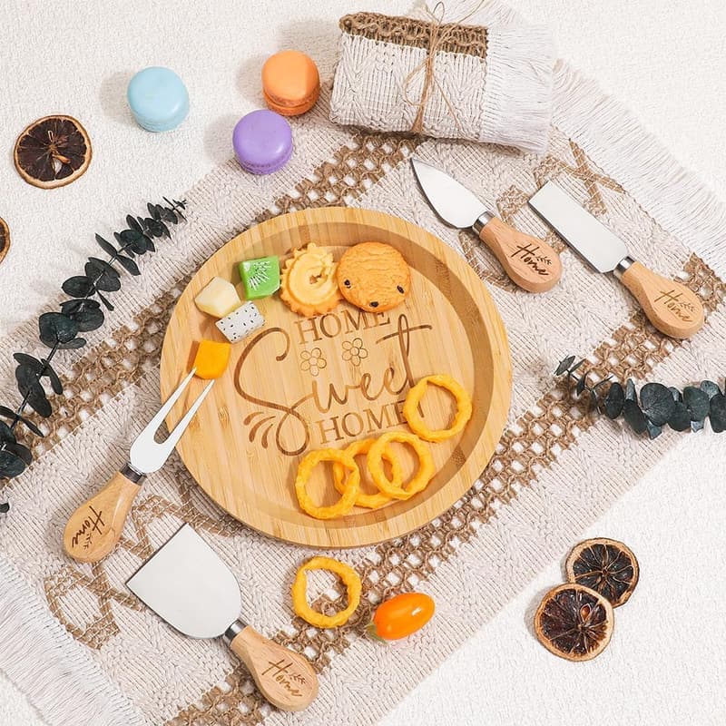 Housewarming Gift Set: Serving Board & Wind Chime Baskets