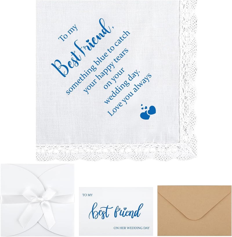 Bridal Shower Gift Set: 4 Handkerchiefs & Wedding Day Card