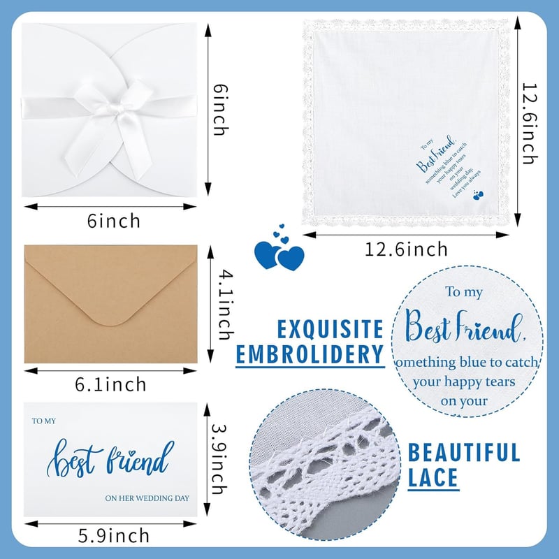 Bridal Shower Gift Set: 4 Handkerchiefs & Wedding Day Card