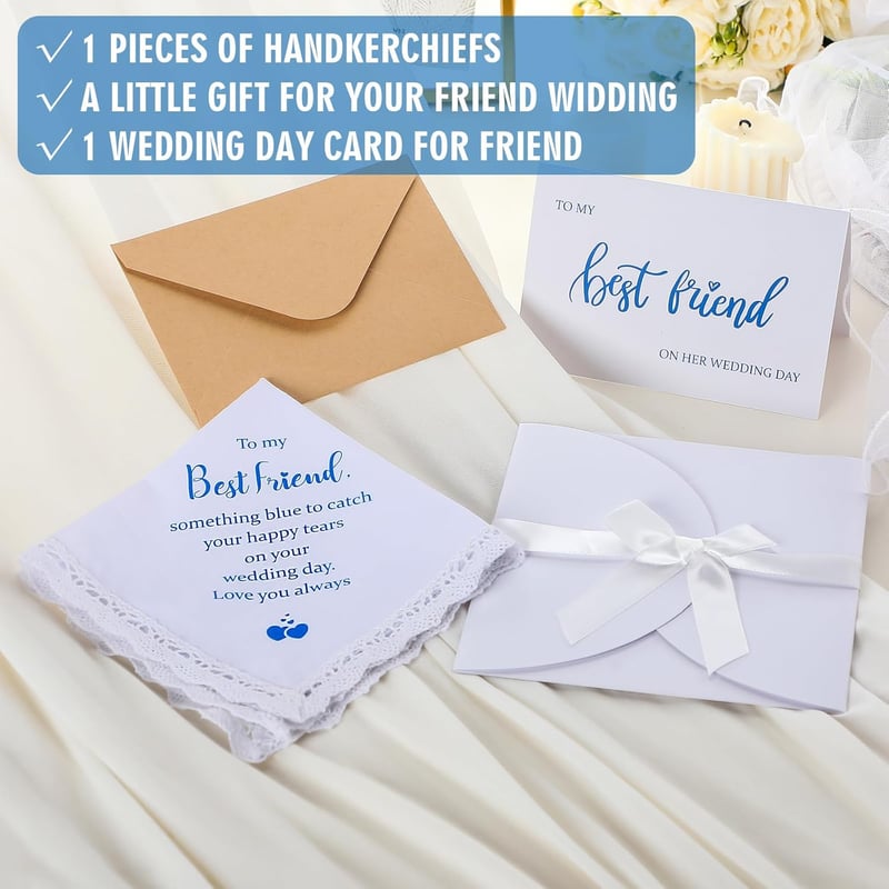 Bridal Shower Gift Set: 4 Handkerchiefs & Wedding Day Card