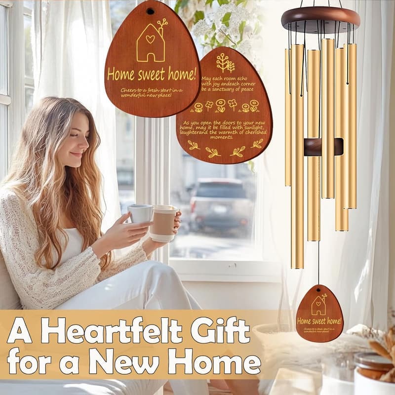 Home Sweet Home Wind Chimes - 25.5 Inch Housewarming Gift