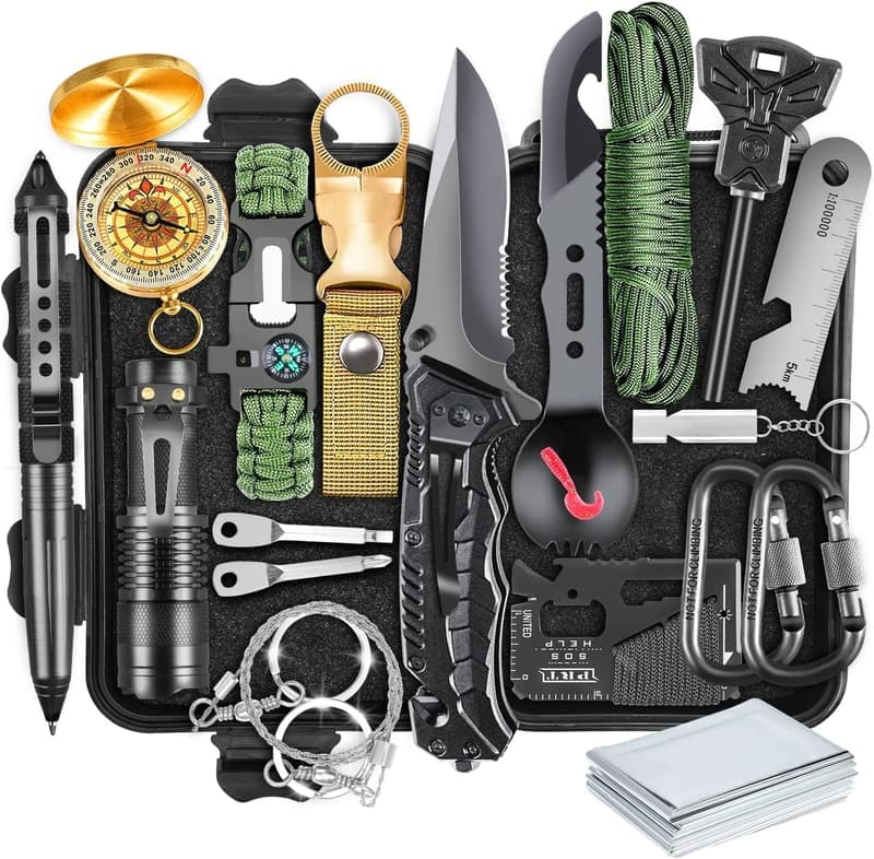 19-in-1 Emergency Survival Kit for Men - Camping & Fishing Gear
