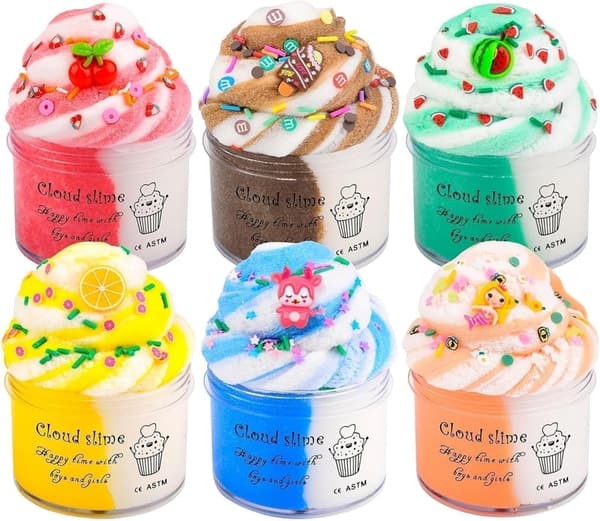 Kids Birthday Party Cloud Slime Kit - 6 Soft, Scented Packs