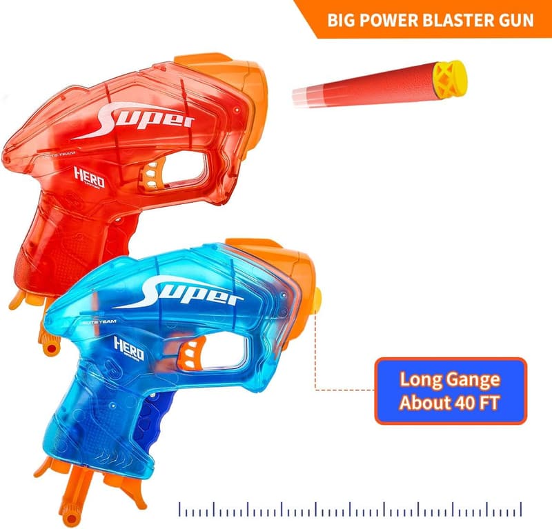Nerf Mini Blaster Guns Set with Foam Darts - Kids Birthday Gift