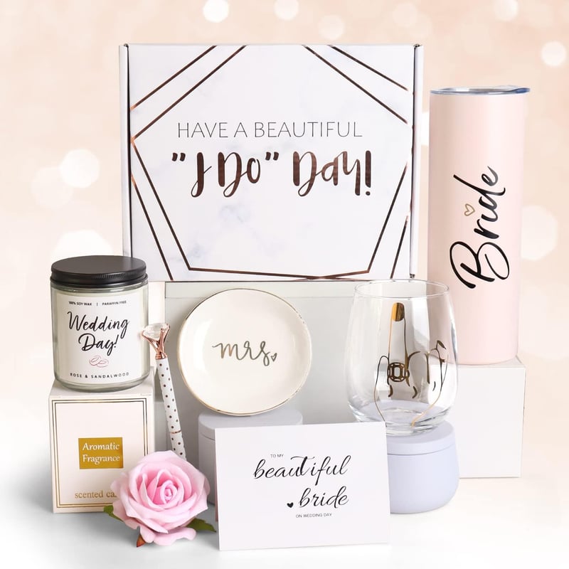 Bridal Shower Gift Box: Stainless Steel Tumbler & Wine Glass